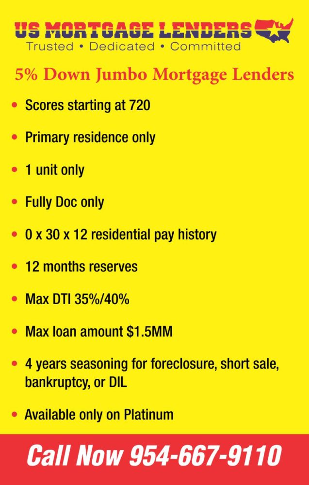 500+ Fico Florida Bad Credit Jumbo Mortgage Lenders FHA VA BANK